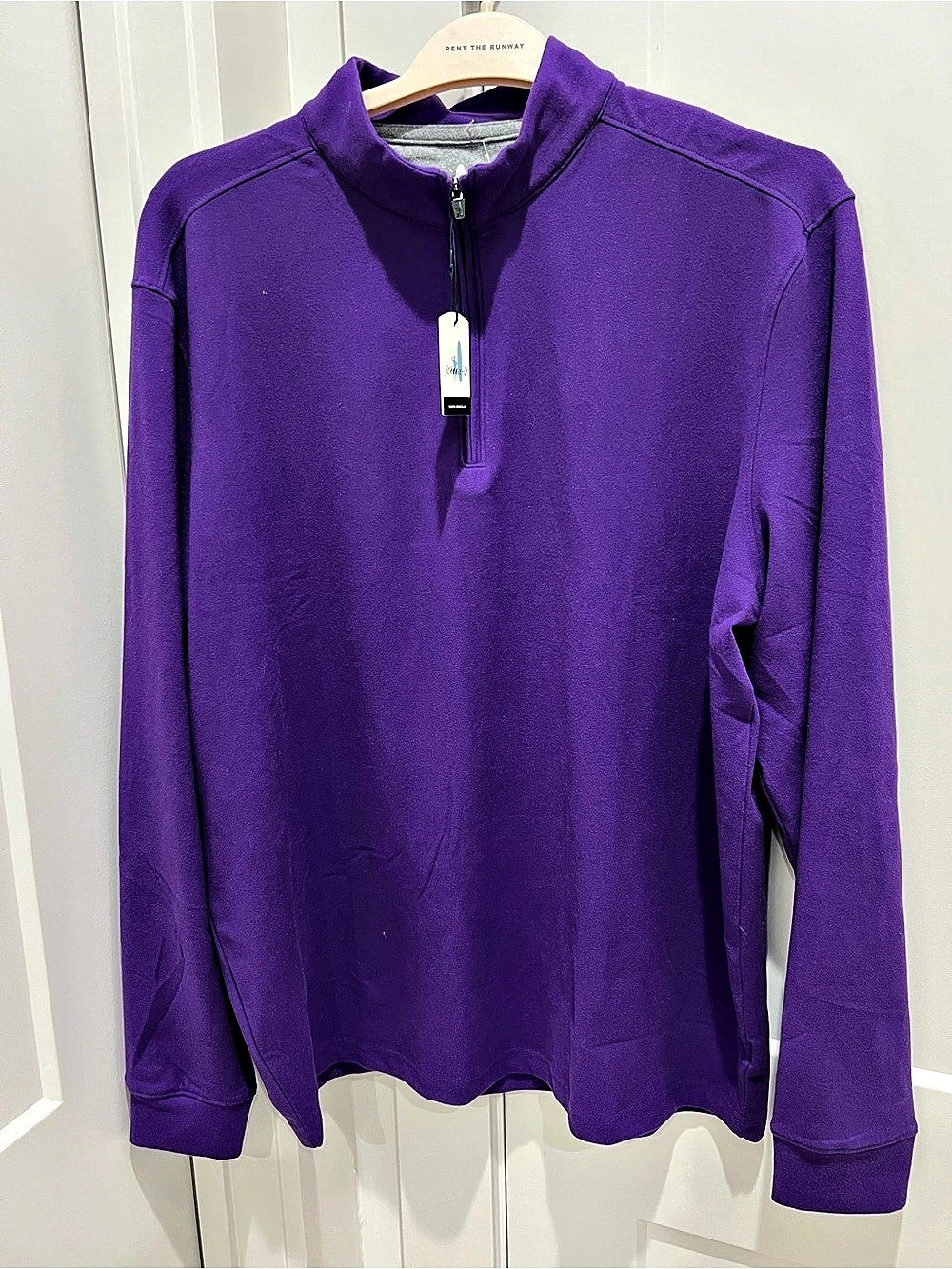 Johnnie-O Quarter-Zip Pullover Polyester Pullover in Purple Size
